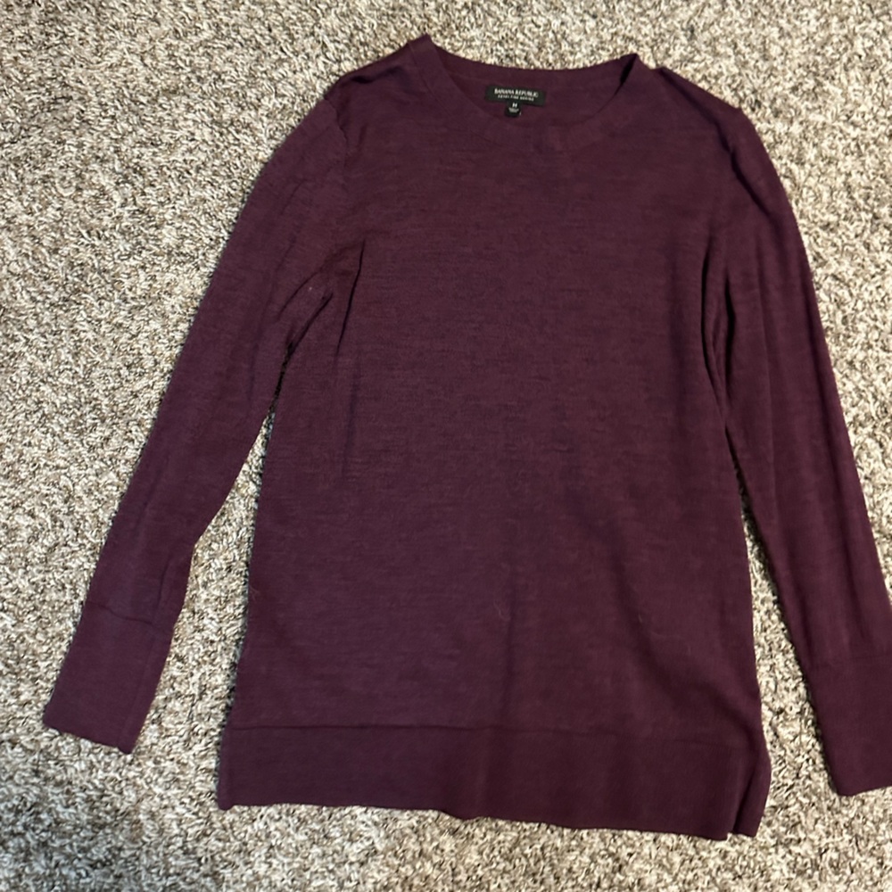Banana Republic Dark Purple Merino Crewneck Sweater